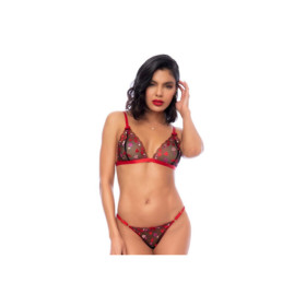 Ensemble 2 pièces noir et rouge à coeurs 